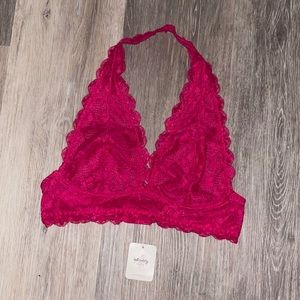Hot pink Free People lace bralette, NWT